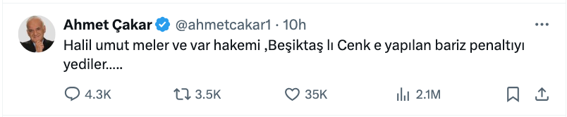 ahmet cakar dan besiktas galatasaray derbi yorumu halil umut meler besiktas in bir bariz penaltisini yedi 